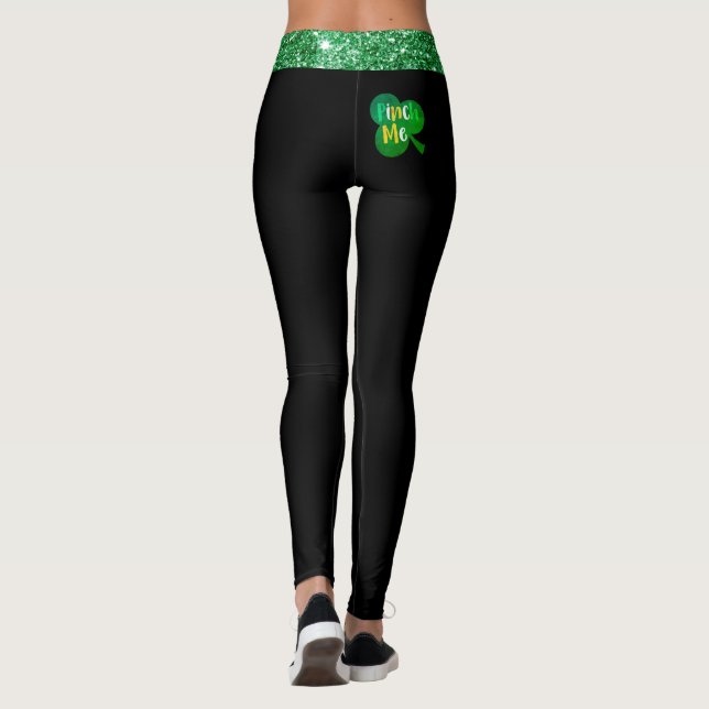 Färgfull Shamrock med Pinch Me Skriv ut stretchy Leggings (Baksida)