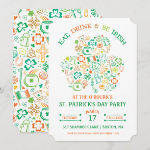 Färgfull Shamrock St. Patrick-Day-inbjudan Inbjudningar
