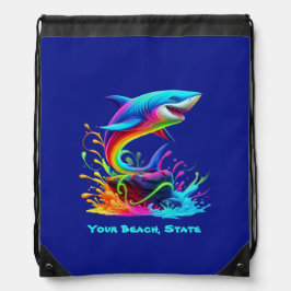 Färgfull Shark Stänk Drawstring Bag Gympapåse
