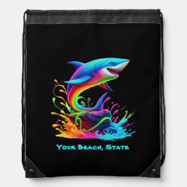 Färgfull Shark Stänk Drawstring Bag Gympapåse