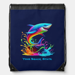 Färgfull Shark Stänk Drawstring Bag Gympapåse