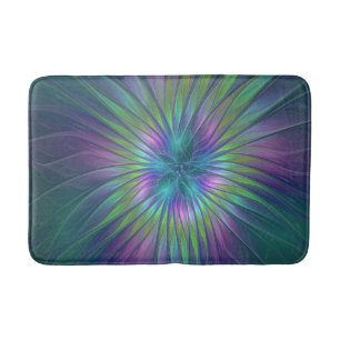 Färgfull shiny Fantasy Flower Abstrakt Fractal Art Badrumsmatta