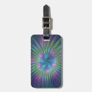 Färgfull shiny Fantasy Flower Abstrakt Fractal Art Bagagebricka