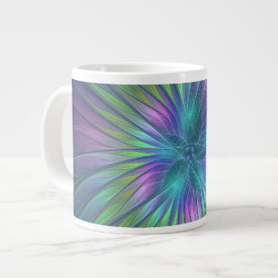 Färgfull shiny Fantasy Flower Abstrakt Fractal Art Jumbo Mugg
