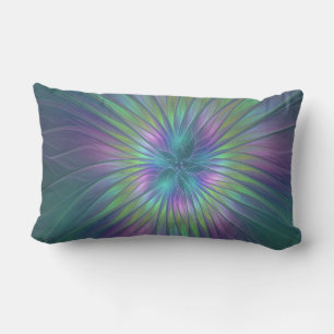 Färgfull shiny Fantasy Flower Abstrakt Fractal Art Lumbarkudde