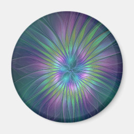 Färgfull shiny Fantasy Flower Abstrakt Fractal Art Magnet