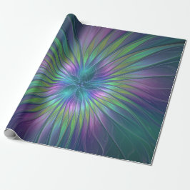 Färgfull shiny Fantasy Flower Abstrakt Fractal Art Presentpapper
