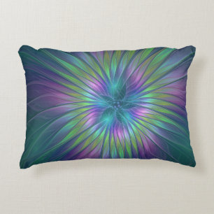 Färgfull shiny Fantasy Flower Abstrakt Fractal Art Prydnadskudde