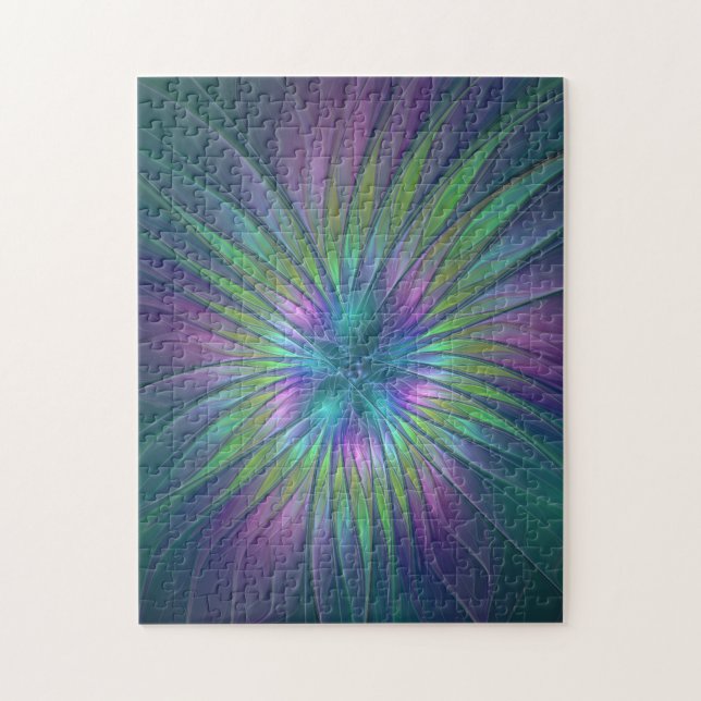 Färgfull shiny Fantasy Flower Abstrakt Fractal Art Pussel (Vertikal)