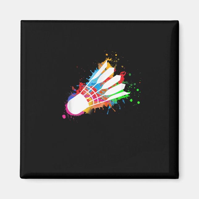 Färgfull Shuttle Badminton Magnet (Framsidan)