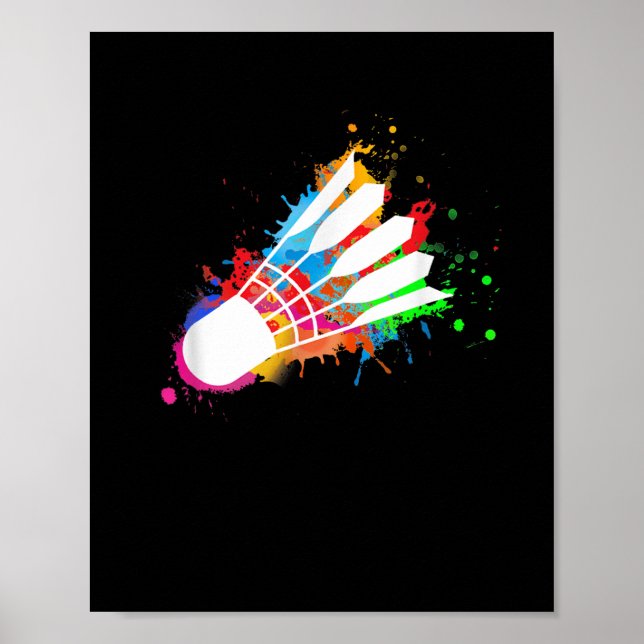 Färgfull Shuttle Badminton Poster (Framsidan)