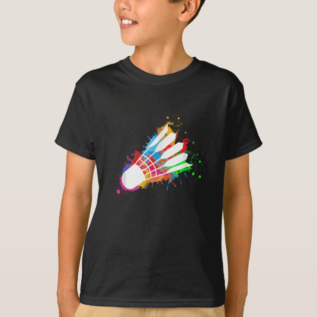 Färgfull Shuttle Badminton T Shirt (Framsida)