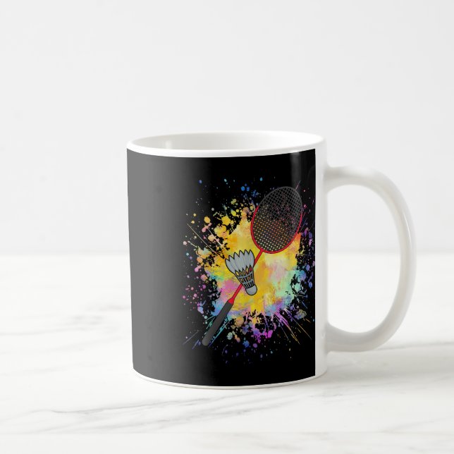 Färgfull Shuttle Racket Badminton Player Kaffemugg (Höger)