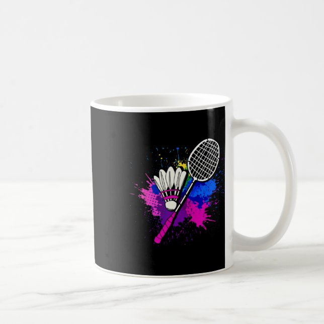 Färgfull Shuttle Racket Badminton Player Kaffemugg (Höger)