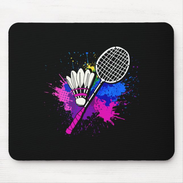 Färgfull Shuttle Racket Badminton Player Musmatta (Framsidan)