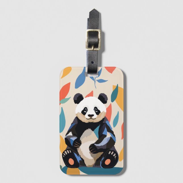 Färgfull Sitta Panda Bear Matisse Inspired Bagagebricka (Framsida vertikal)