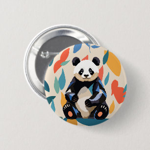 Färgfull Sitta Panda Bear Matisse Inspired Knapp