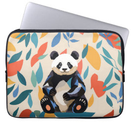 Färgfull Sitta Panda Bear Matisse Inspired Laptop Fodral