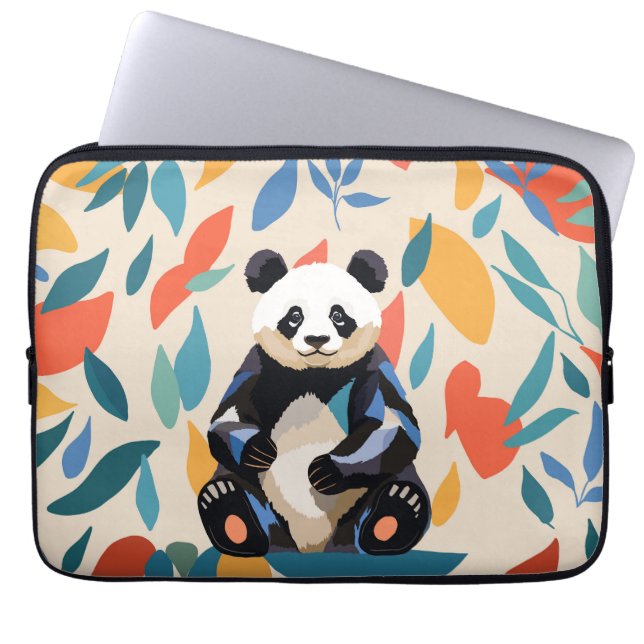 Färgfull Sitta Panda Bear Matisse Inspired Laptop Fodral (Framsidan)