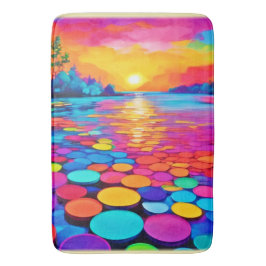 Färgfull Sjö vid solnedgång Badrumsmatta