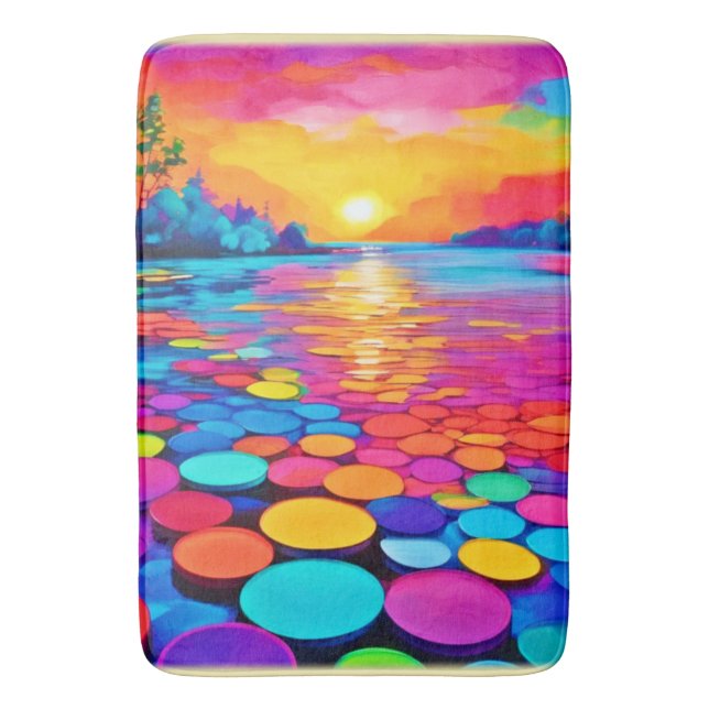 Färgfull Sjö vid solnedgång Badrumsmatta (Framsidan (Vertikal))