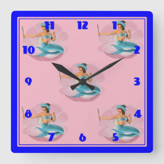 Färgfull Sjöjungfru Fyrkantig Klocka