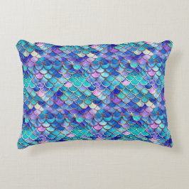 Färgfull Sjöjungfru Skalar Mönster Little Girls Prydnadskudde