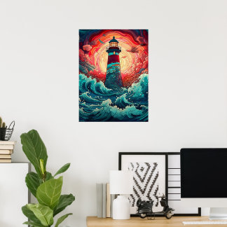 Färgfull sjövägg Skriv ut Poster