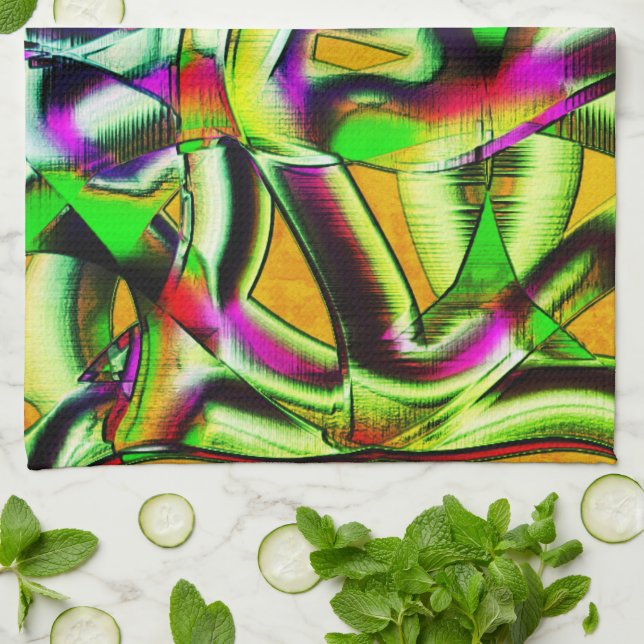 Färgfull skrotad kalk... kökshandduk (Vikta)