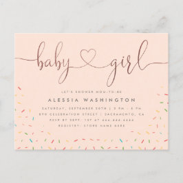 Färgfull skugga av Ro Guld Girl Baby Shower Inbjudan Vykort