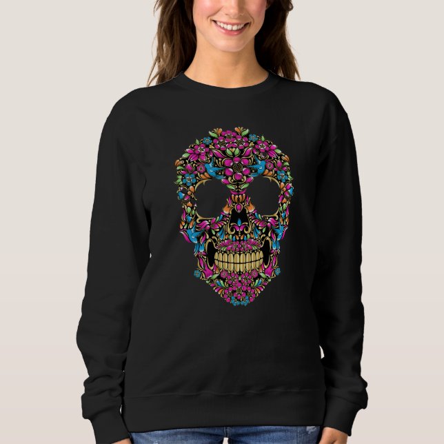 Färgfull Skull för Day of the dead som kan använda T Shirt (Framsida)