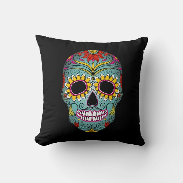 Färgfull Skull Skeleton Dekorativ kudde (Framsida)