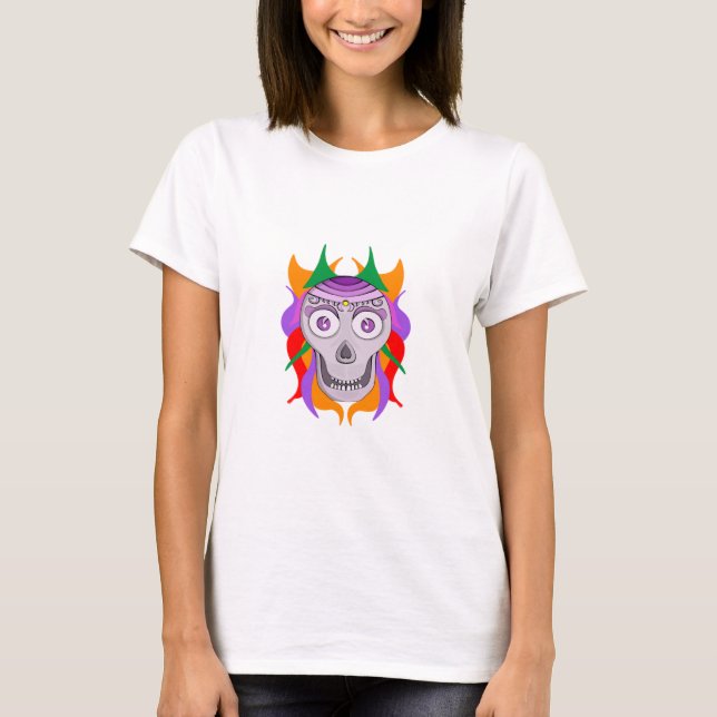 Färgfull Skull T Shirt (Framsida)