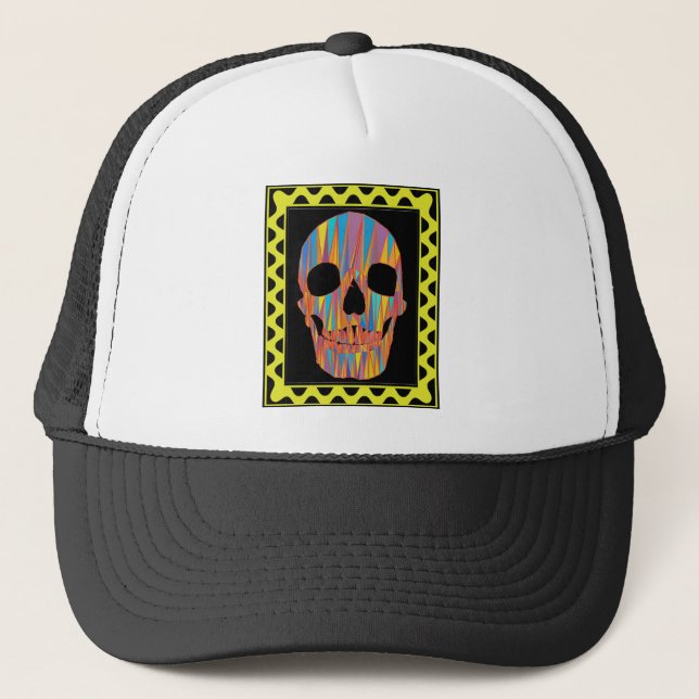 Färgfull Skull Truckerkeps (Framsida)