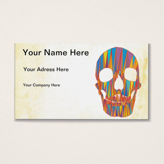 Färgfull Skull Visitkort (Framsidan)