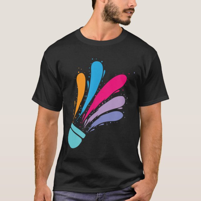 Färgfull skyttel Badminton Sport T Shirt (Framsida)