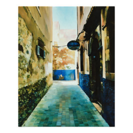 Färgfull smal Alleyway mellan gammal Byggnad Perfect Poster