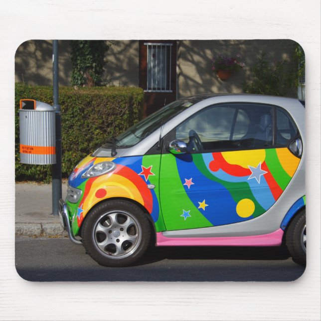 Färgfull smart bil musmatta (Framsidan)