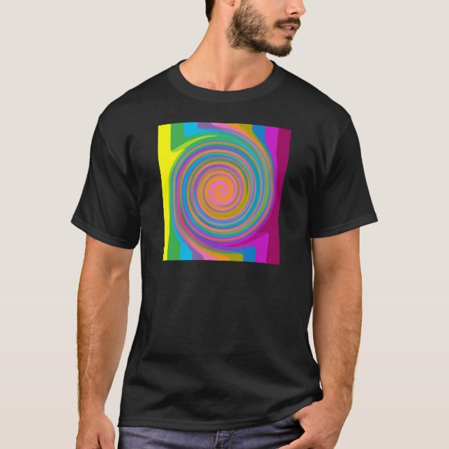 Färgfull snurrande design t shirt (Framsida)