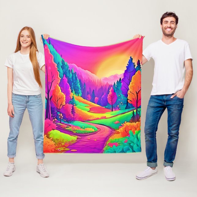 Färgfull solnedgång fleecefilt (På plats)