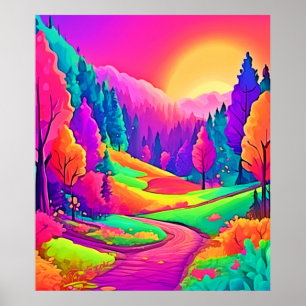Färgfull solnedgång poster