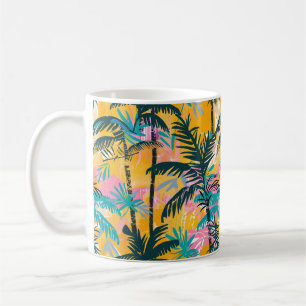 Färgfull sommar Handflatan Träd Mönster Kaffemugg