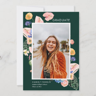 Färgfull sommarfotoinbjudan till Studenten i Blomm Inbjudningar