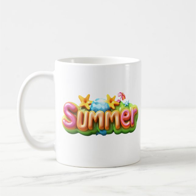 Färgfull sommartext kaffemugg (Vänster)