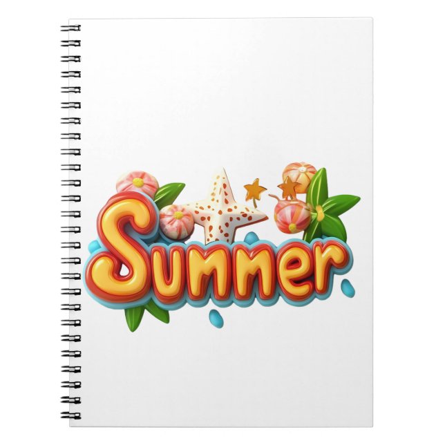 Färgfull sommartext med Beach Inslag Anteckningsbok (Framsidan)