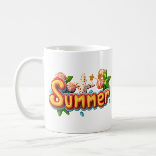 Färgfull sommartext med Beach Inslag Kaffemugg (Vänster)