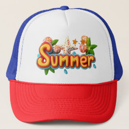 Färgfull sommartext med Beach Inslag Keps