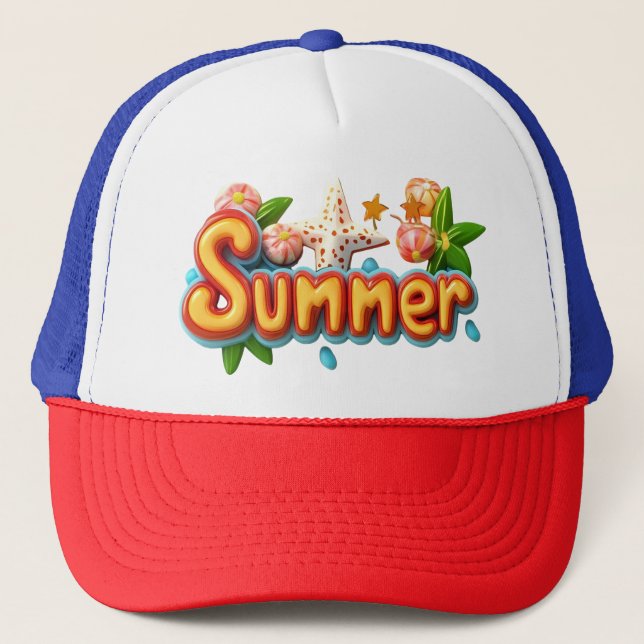 Färgfull sommartext med Beach Inslag Keps (Framsida)