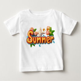 Färgfull sommartext med Beach Inslag T Shirt