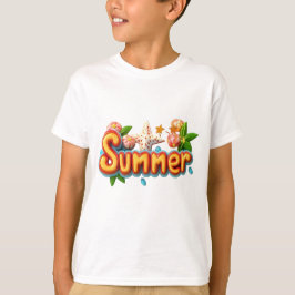 Färgfull sommartext med Beach Inslag T Shirt